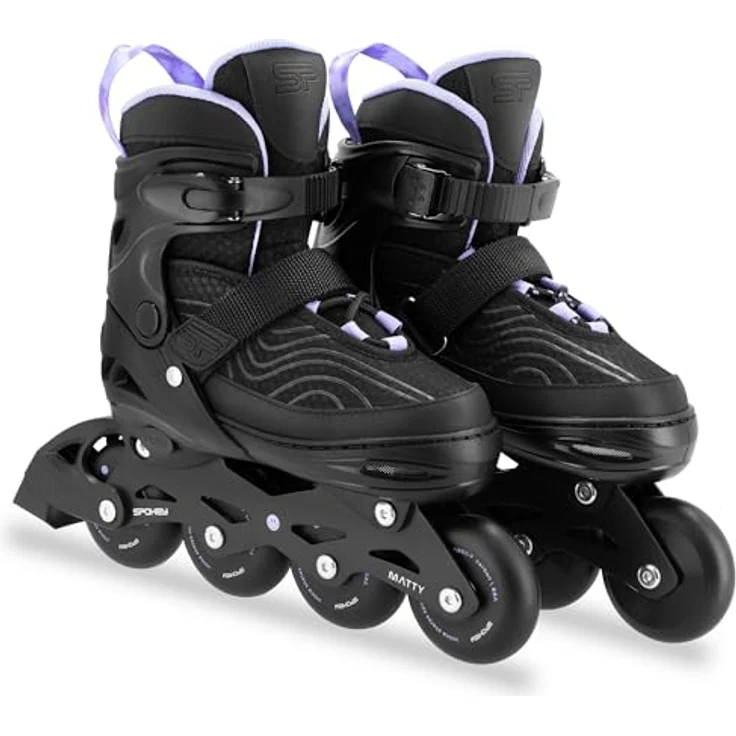 SPOKEY Matty Damen Inliner Verstellbar, ABEC-7 Kugellager, Größen 39-42, Schwarz/Violett, für Erwachsene und Jugendliche – Bild 3