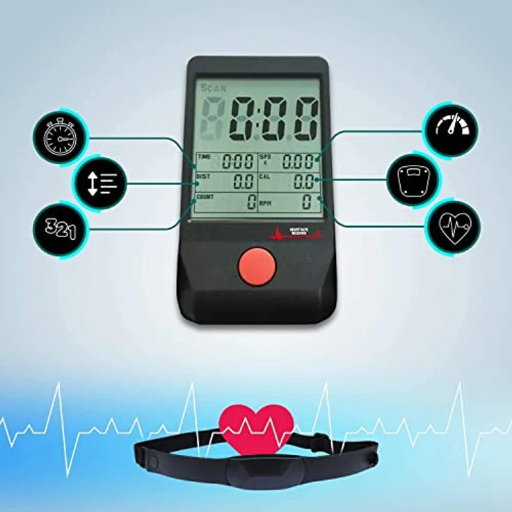 AsVIVA RA14 Rudergerät Magnetic Rower Cardio mit 13kg Schwungmasse, Magnetbremse mit 8 manuelle Widerstandsstufen, Multifunktionscomputer mit Pulsmessung – Bild 3