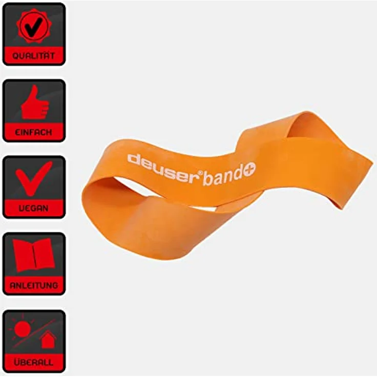 Deuser Deuserband Plus ORANGE Stark - VEGAN, Widerstandsband für Krafttraining, Fitness, Yoga, Pilates, Ergotherapie, Made in Germany – Bild 2