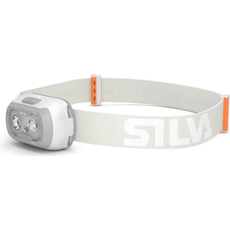 Silva Seek Stirnlampe LED, 420 Lumen, IPX5 wasserfest, 3 Helligkeitsstufen, Rotlicht & Weißes Licht, Betrieb mit 3x AAA-Batterien oder wiederaufladbarem Akku, mit Batterieanzeige