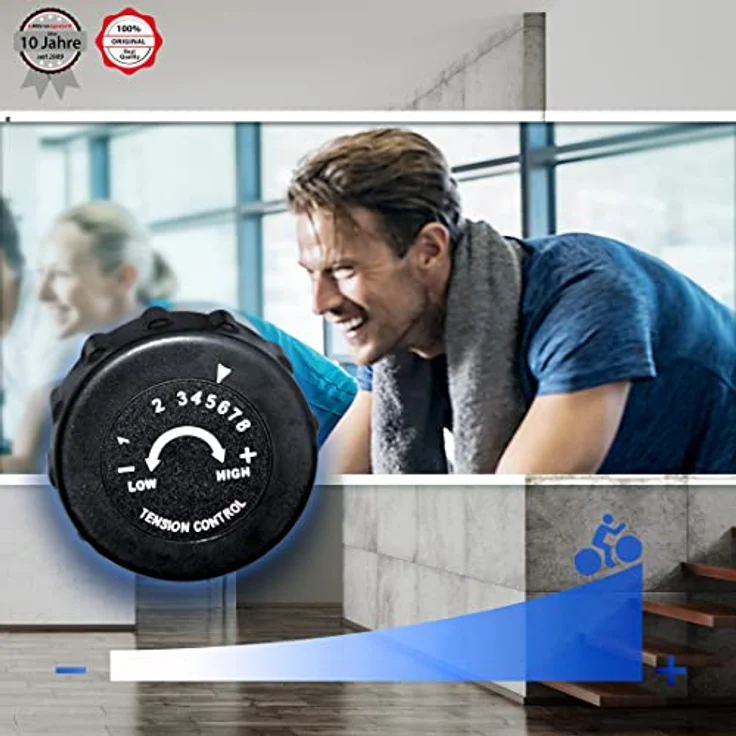 Ultrasport F-Bike, F-Rider Basics, Fahrradtrainer, Fitnessfahrrad LCD Trainingscomputer, klappbarer Heimtrainer, Maximales Benutzergwicht 110kg, Pulsmessung, 8 Widerstandsstufen, Trimmrad, Navy – Bild 4
