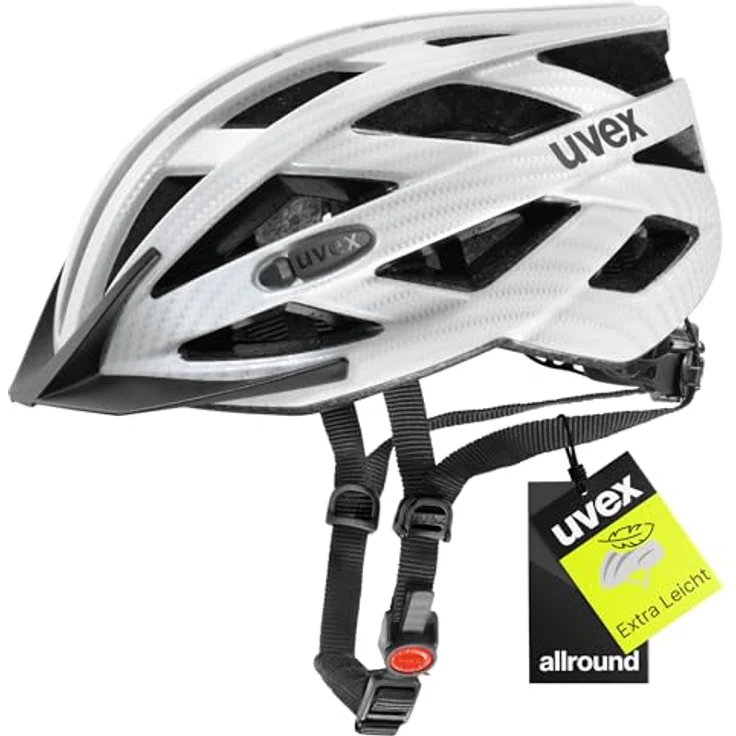 Uvex i-vo cc white carbon look mat Fahrradhelm mit 3D IAS System, X-Fit-Kopfpolstern und Plug-In LED Integrierung – Bild 2