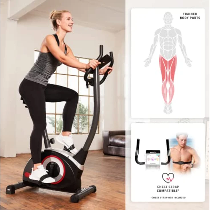 iE Neu SportPlus COMPACT Heimtrainer Fahrrad, 24 Widerstandsstufen, integrierte Herzfrequenz-Messer & App-Kompatibel, Home Fitness – Bild 3