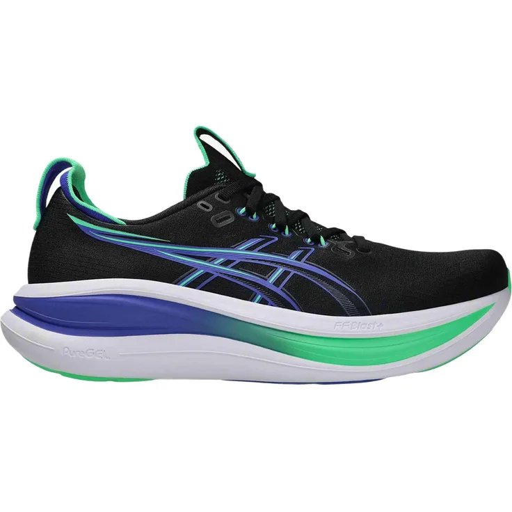 Asics GEL-Nimbus 28, Laufschuh für Neutralläufer mit GEL-Dämpfung, schwarz-blau, Größe 44.5