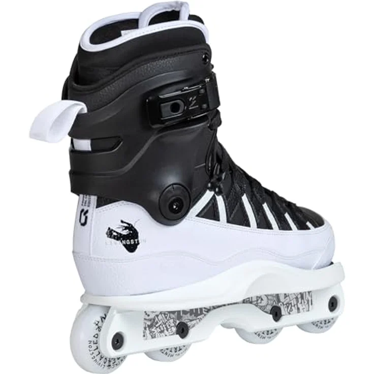 Iqon Montre Livingston Pro Skate, Inline Skates Größe 46, Schwarz-Weiß Design, glasfaserverstärkter Kunststoff, MYFIT Prime-Futter, 45°-Schnürhaken – Bild 3