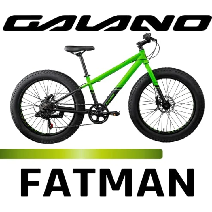 Galano Fatman 4.0, 24 Zoll Fatbike für Jugendliche mit 7 Gängen, schwarz/neongrün – Bild 2
