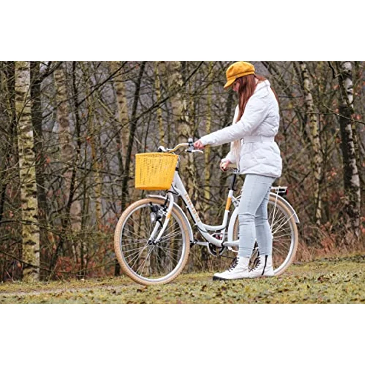 KS Cycling Damenfahrrad 26'' Cantaloupe weiß mit Korb Dacapo RH 48 cm, 6-Gang-Kettenschaltung, trendiges Design – Bild 3