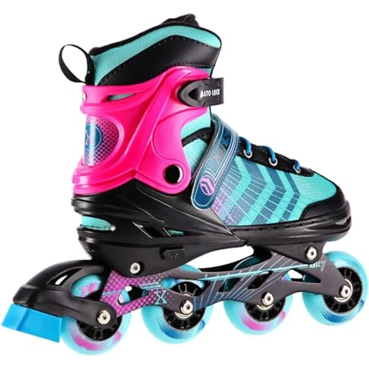Nils Extreme Nh18192A 4W1 Schwarz/Lila Schlittschuhe Größe M (34-38) mit Hockeyplatte Ersatz – Bild 5