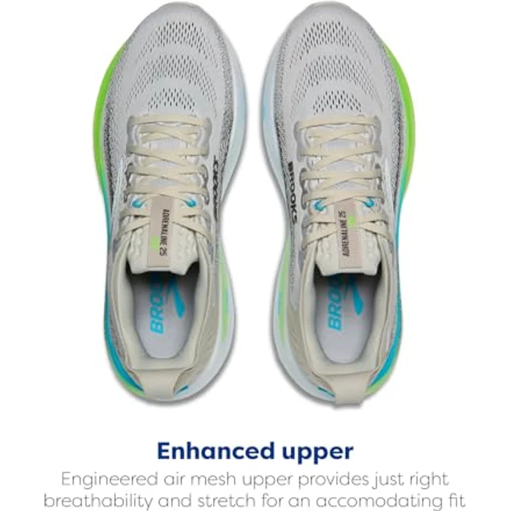 Brooks Adrenaline GTS 25, Herren Laufschuh mit DNA LOFT-Dämpfung, GuideRails™-Support, stabil, Oyster/Green Gecko/Blue, Größe 44 – Bild 4