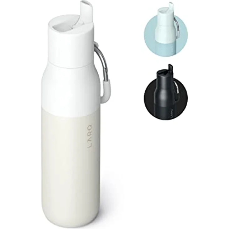 LarQ Insulated Bottle Granite White 500ml, mit Flip-Top Strohm und BPA-frei, 24h kühlhaltend – Bild 1