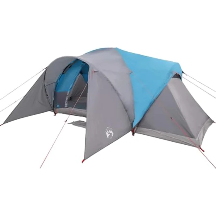 vidaXL Kuppel-Familienzelt 6 Personen, blau, wasserdichtes Camping- und Gartenzelt mit einfachem Auf- und Abbau, abnehmbarem Überzelt und E-Anschluss – Bild 1