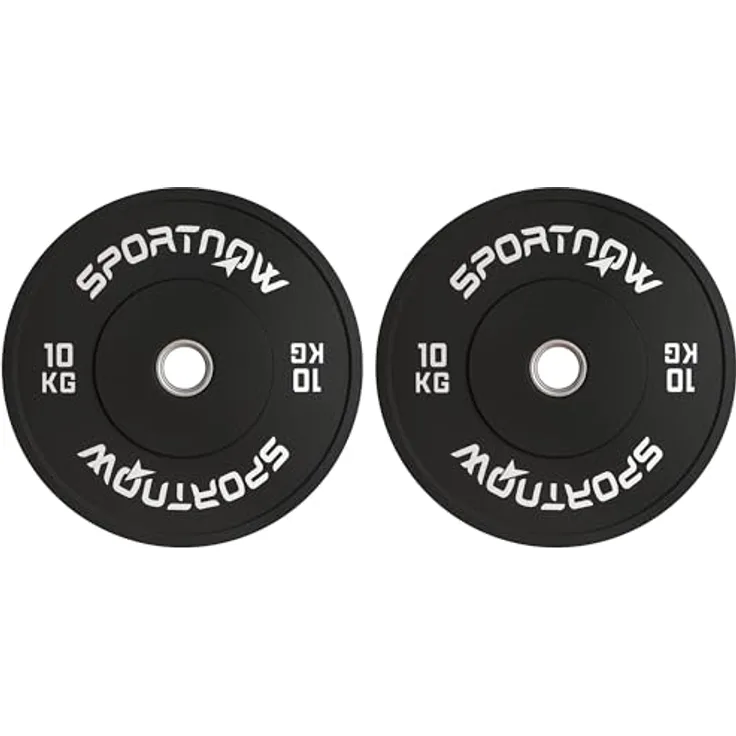 SPORTNOW Hantelscheiben 2er-Set, 2 x 10kg Gummigewichte mit Ø 50 mm Bohrung, Schwarz, für Olympiastangen