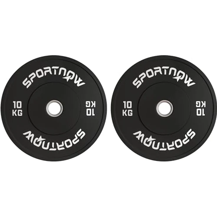 SPORTNOW Hantelscheiben 2er-Set, 2 x 10kg Gummigewichte mit Ø 50 mm Bohrung, Schwarz, für Olympiastangen – Bild 1