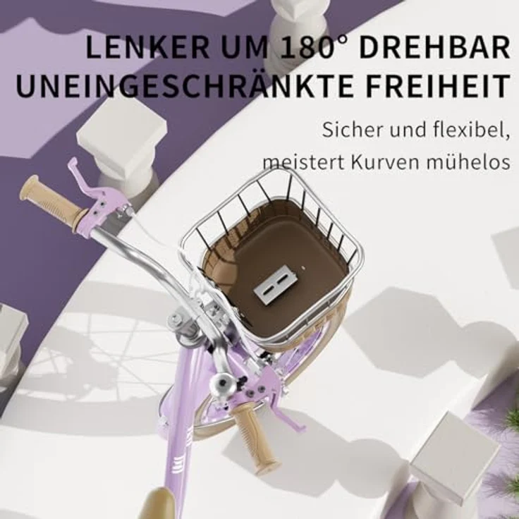 Habib Gruppe Kinderfahrrad Mädchenfahrrad mit 6-teiligem Schutz-Set, dualem Bremssystem und höhenverstellbarem Sattel für 3-8 Jahre – Bild 4