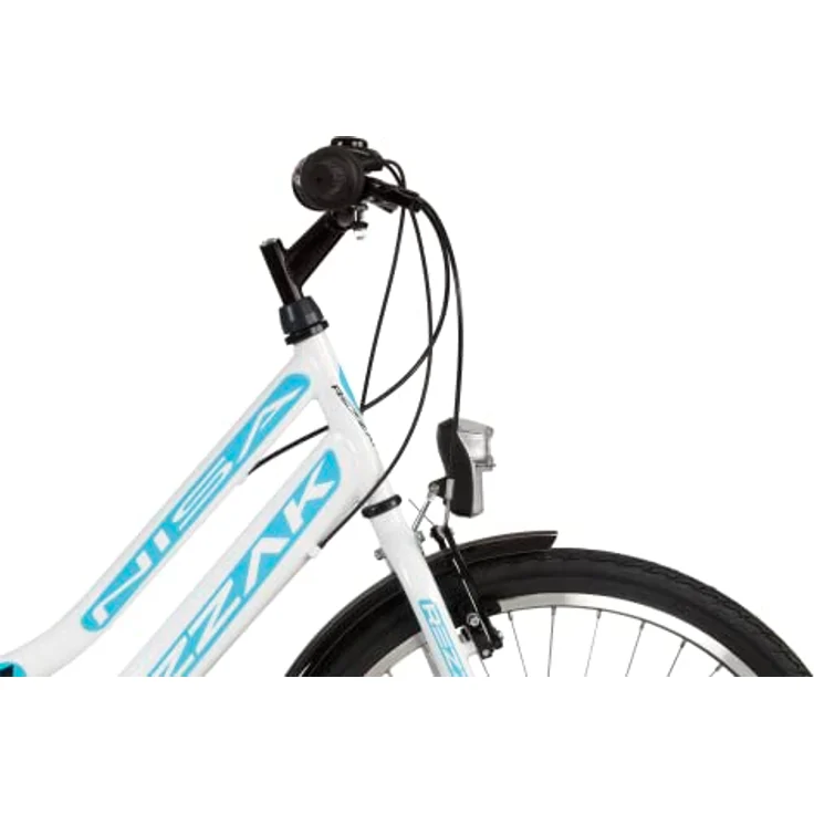 Rezzak 24 Zoll Fahrrad Mädchenfahrrad Damenfahrrad Kinderfahrrad 21 Gang RH ca 42cm Weiß Türkis Neu-051, Shimano Schaltung, Aluminium Felgen, Batteriebetriebene Beleuchtung – Bild 5