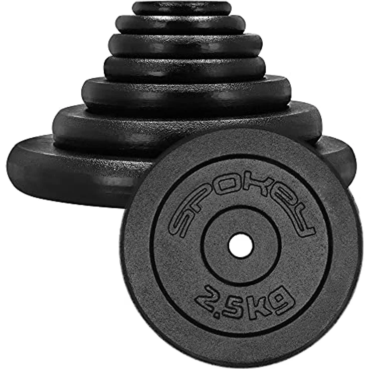SPOKEY Sinis Hantelscheiben aus massivem Eisengussgewichte | Bohrung 29 m, passt für alle Stangen 28 mm | Intensives Workout für Einsteiger und Fortgeschrittene, von 0,5 bis 20 kg – Bild 2