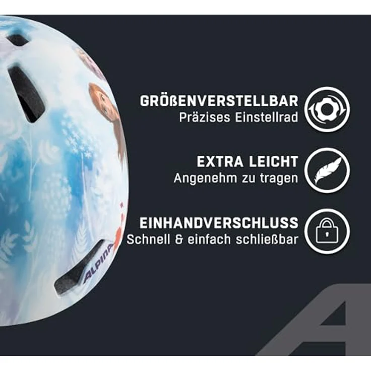 Alpina Kids Hackney Disney Frozen II, Größe 47 - 51 cm - Fahrradhelm, Farbe Blau-Weiß – Bild 4