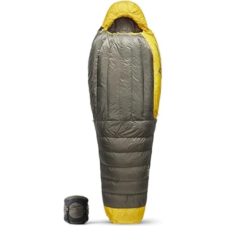 SEA TO SUMMIT Spark Ultralight Daunenschlafsack Regular (-1°C), Mumienschlafsack mit 850+ Loft Ultra-Dry Down, 493 g, Grey & Yellow – Bild 1