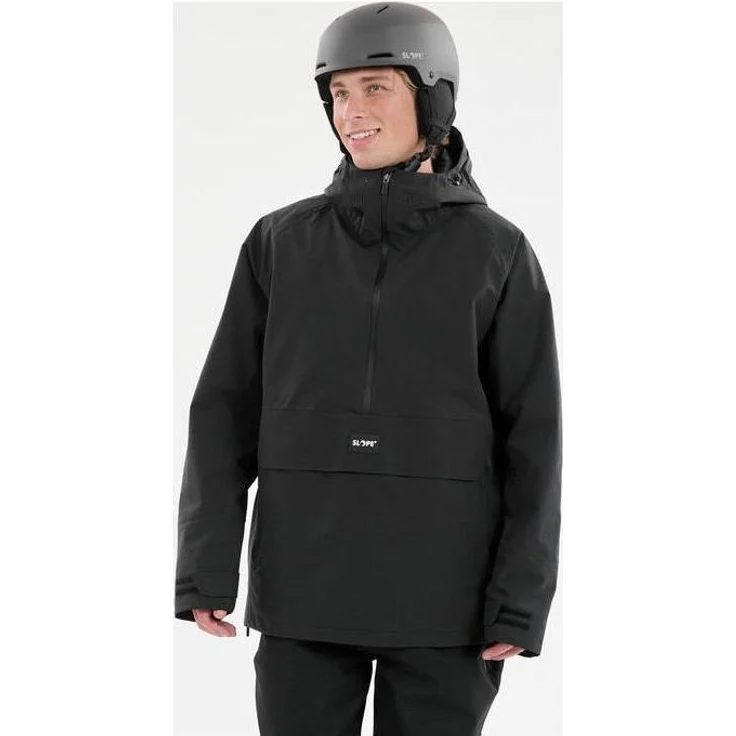 Slope Herren Skijacke Ruki, Lined Shell Ski Anorak, wasserdicht 15.000 mm, schwarz, XXXS
