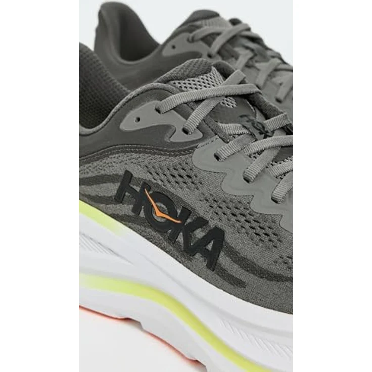 Hoka Bondi 9 Herren Laufschuhe, Dämpfung mit EVA-Zwischensohle, atmungsaktives Obermaterial, grau, Größe 7.5 – Bild 4
