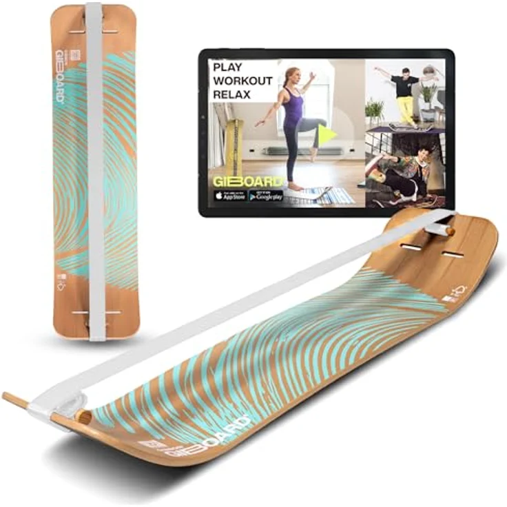 Gibbon Giboard Set Zen Blue, Komplettes Balance-Board aus FSC-zugelassenem Buchenholz mit Lock-and-Roll Spannsystem für Yoga & Entspannung – Bild 1