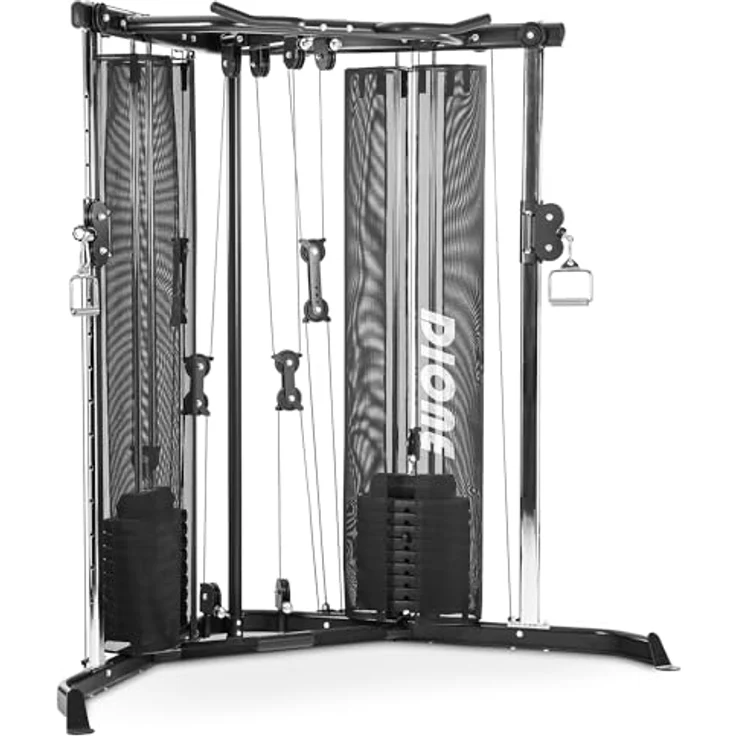 Dione Cable Crossover 2X 50KG - Kraftstation mit verstellbaren Katrollen und integrierter Klimmzugstange - Stahlkabel in schwarz – Bild 2