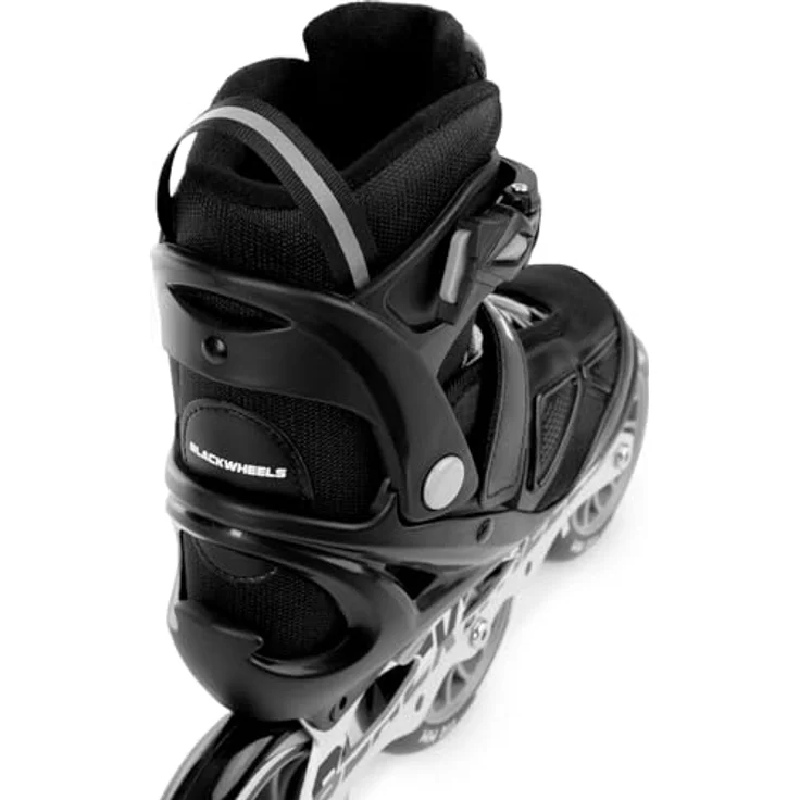 BLACKWHEELS Dynamic Inlineskates, drei-Räder-Anordnung für optimale Geschwindigkeit, 110 mm Räder, größenverstellbar 39-42, Schwarz – Bild 10