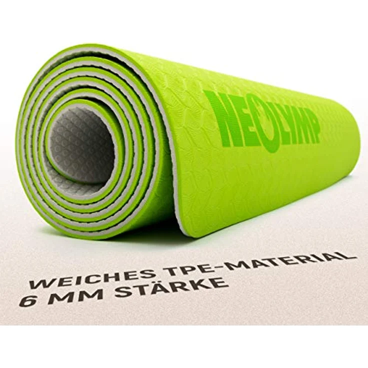 NEOLYMP Yogamatte, rutschfest und umweltfreundlich, 183 x 61 cm, 6 mm dick, mit Tragegurt und E-Book für Yogaübungen – Bild 3