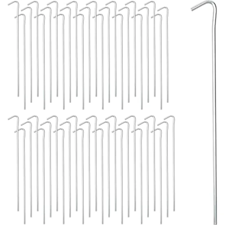Relaxdays Zeltheringe 100er Set, Erdnägel aus Stahl für Zelt, Camping, 22 cm, Silber, windfest und witterungsbeständig