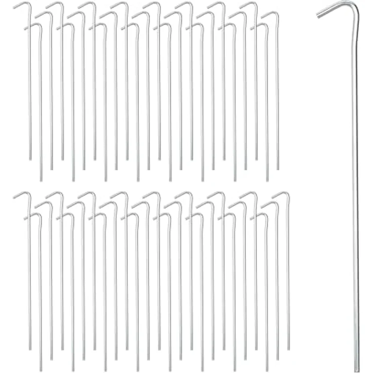 Relaxdays Zeltheringe 100er Set, Erdnägel aus Stahl für Zelt, Camping, 22 cm, Silber, windfest und witterungsbeständig – Bild 1