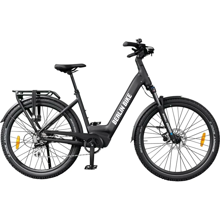 Berlin Bike BERLIN SUV E-Bike, matt schwarz, Bafang 48V 250W Hinterradmotor, 27,5x2,35 Schwalbe Sam K-Guard, Suntour XCM Hydraulic Suspension, bis 100 km Reichweite