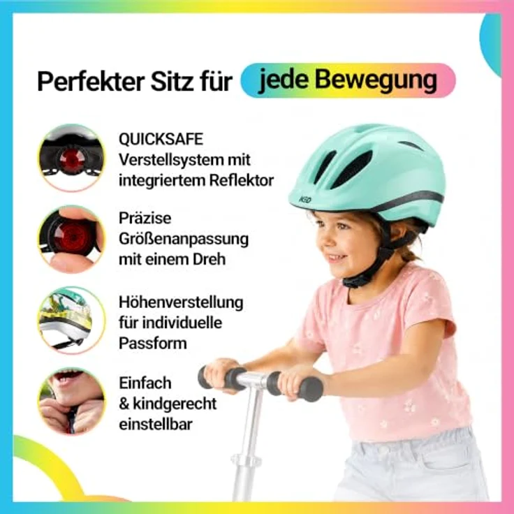 KED Meggy II Trend XS, Fahrradhelm für Kinder mit LED-Rücklicht, Bright Aqua – Bild 3