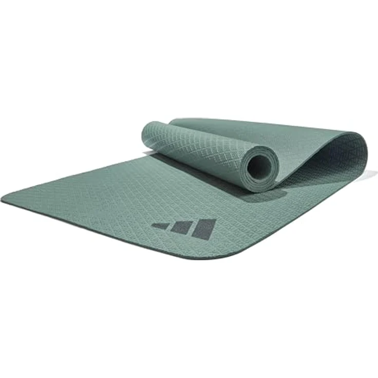 Adidas Yogamatte 4mm - Yogamatte aus 50% Recycling-Material frei von PVC - Rutschfeste und Strukturierte Oberfläche (176 x 61 cm) für den perfekten Grip beim Yoga (Legend Ivy) – Bild 1