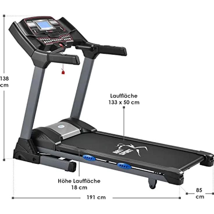 ArtSport Laufband Speedrunner 6000 klappbar - 22 km/h, 99 Programme, 22 Steigungsstufen, 7 Zoll LCD Display, bis 150 kg, Lauffläche: 133 x 50 cm – Bild 2