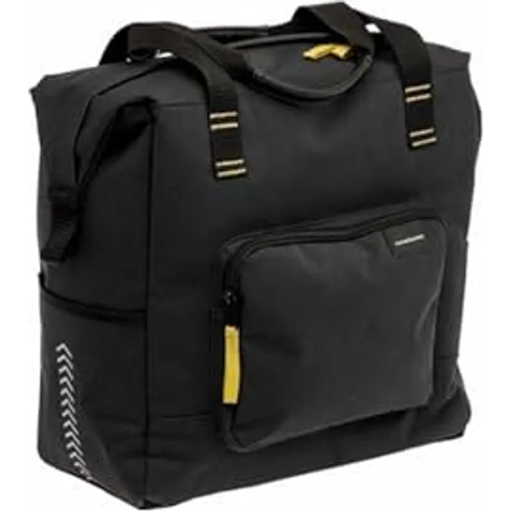 New Looxs Tulum Camella Einkaufstasche Fahrrad, 24,5L, aus recyceltem Polyester, E-Bikes geeignet, wasserabweisend, schwarze Fahrradtasche mit stabilen Befestigungshaken