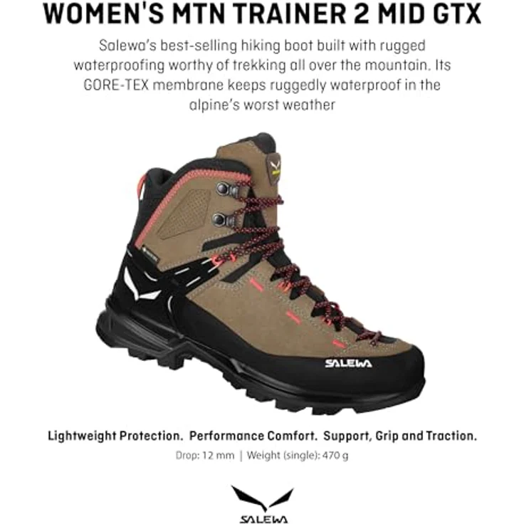 Salewa Mountain Trainer 2 Mid Gore-Tex, Damen Wanderschuhe mit 360°-Gummirand, wasserdicht, Größe 40.5, Grau – Bild 2