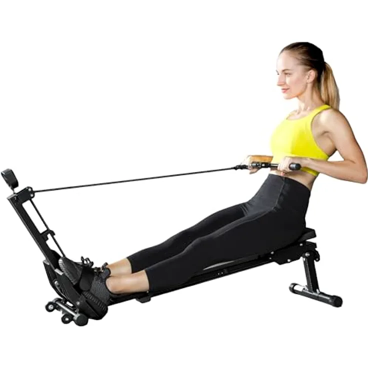 SPORTNOW Rudergerät für Zuhause, leise Rudermaschine mit Seilsystem, LCD-Display, ergonomischem Sitz, rutschfesten Pedalen, belastbar bis 150kg