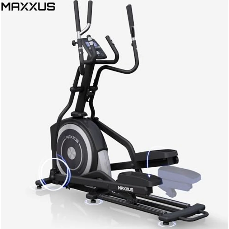 MAXXUS Crosstrainer CX 7.8 - Verstellbar, 26kg Schwungmasse, 12 Programme, 16 Widerstandsstufen, Magnetbremssystem, 180kg, Flaschenhalter, Handpulssensoren - Ellipsentrainer für Zuhause, Heimtrainer – Bild 2