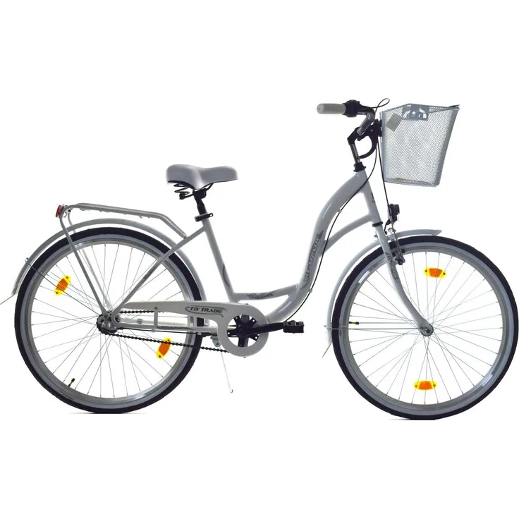 Ty-Trade 28 Zoll Mädchen Damen City Fahrrad Rad Bike 3 GANG NEXUS Reflex Weiß - 3 Gang Nexus Nabenschaltung Shimano, Tiefeinsteiger, inkl. abnehmbarer Korb, Alu Felgen, LED-Lampen, geschlossener Kettenkasten