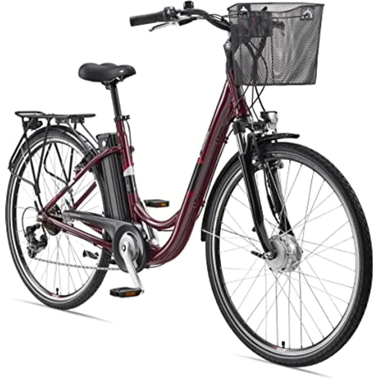 TELEFUNKEN E-Bike Elektrofahrrad Alu 28 Zoll, 7-Gang Shimano Kettenschaltung, Pedelec Citybike mit Fahrradkorb, 250W und 10,4Ah, 36V Sitzrohrakku, RC822 Multitalent, Silber – Bild 1