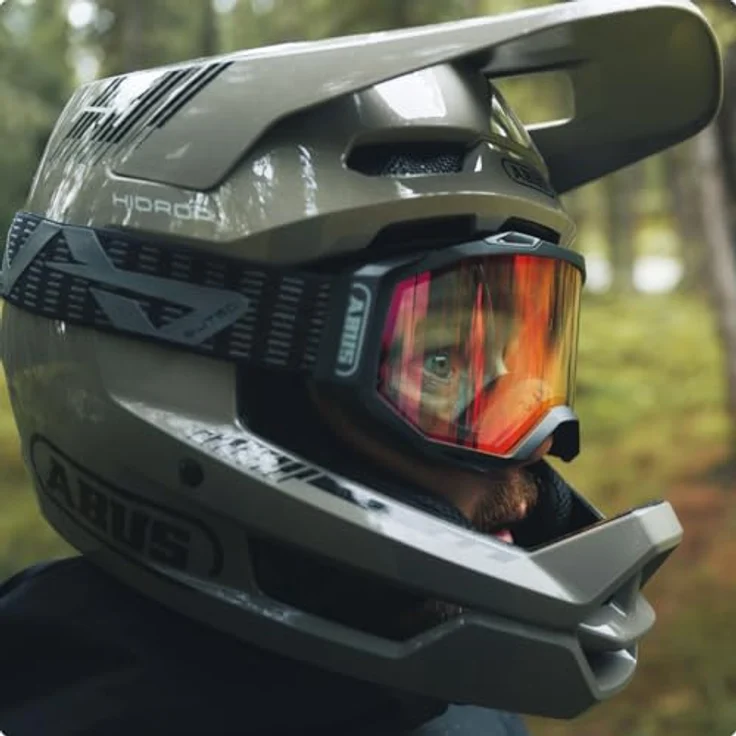 ABUS HiDrop Downhill Helm – Fullface Helm mit ABS-Außenschale, ASTM zertifiziert, optimale Belüftung, für Erwachsene und Jugendliche, grün, Größe M – Bild 5