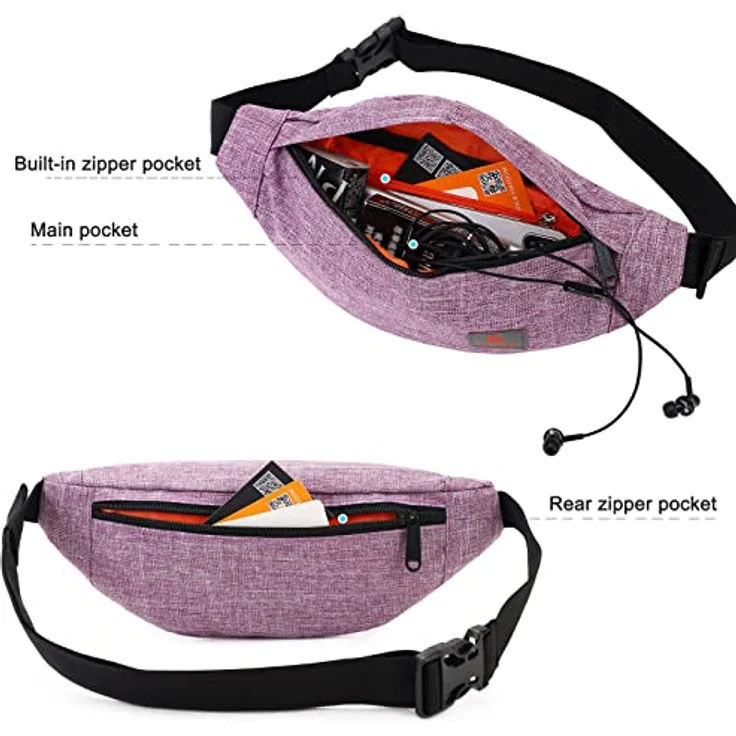 TINYAT Gürteltasche Bauchtasche T201, Wasserabweisende Handy Hüfttasche für Wandern und Outdoor Aktivitäten, lila – Bild 4