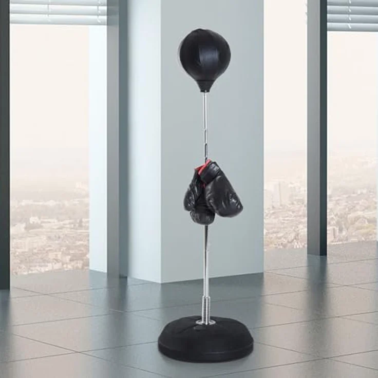 HOMCOM Punchingball Set, Höhenverstellbar 126-144cm, freistehender Boxsack mit Ständer, Boxhandschuhen und Pumpe, robustes Trainingsgerät für Boxen und Kampfsport – Bild 2