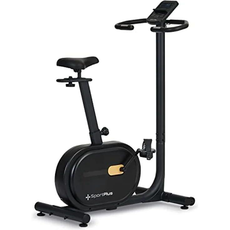 SportPlus Design Heimtrainer Fahrrad, Fitnessbike mit Magnetbreme & integrierte Herzfrequenz-Messung & Watt-Anzeige, 16 Widerstandsstufen, 21 Trainingsprogramme, bis 120kg