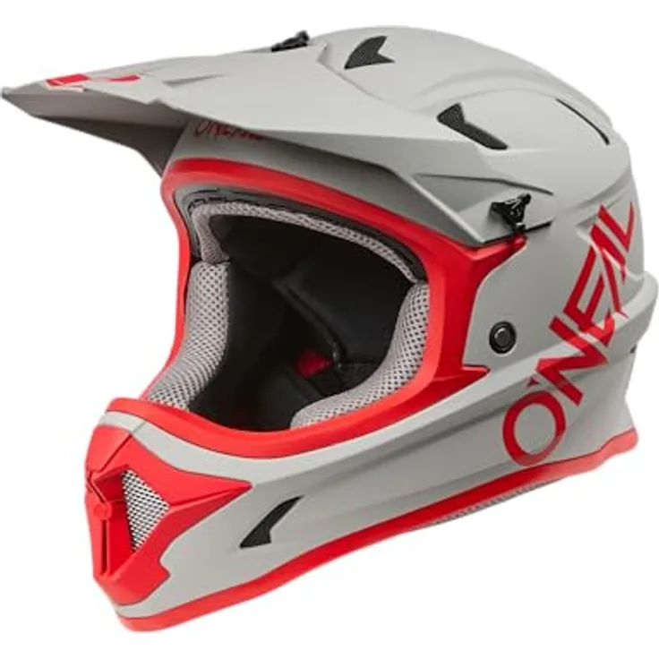 O'Neal Sonus Solid, MTB Helm in grau/rot, M (57/58 cm) mit hochwertiger ABS-Außenschale und komfortablem Innenfutter