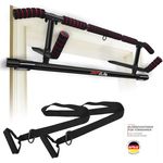 DH FitLife Klimmzugstange Türrahmen ohne Schrauben | Pull up bar Doorway | Reckstange Turnstange Türreck zum Einhängen | inkl. Schlingentrainer | Für Türrahmen 70-92cm