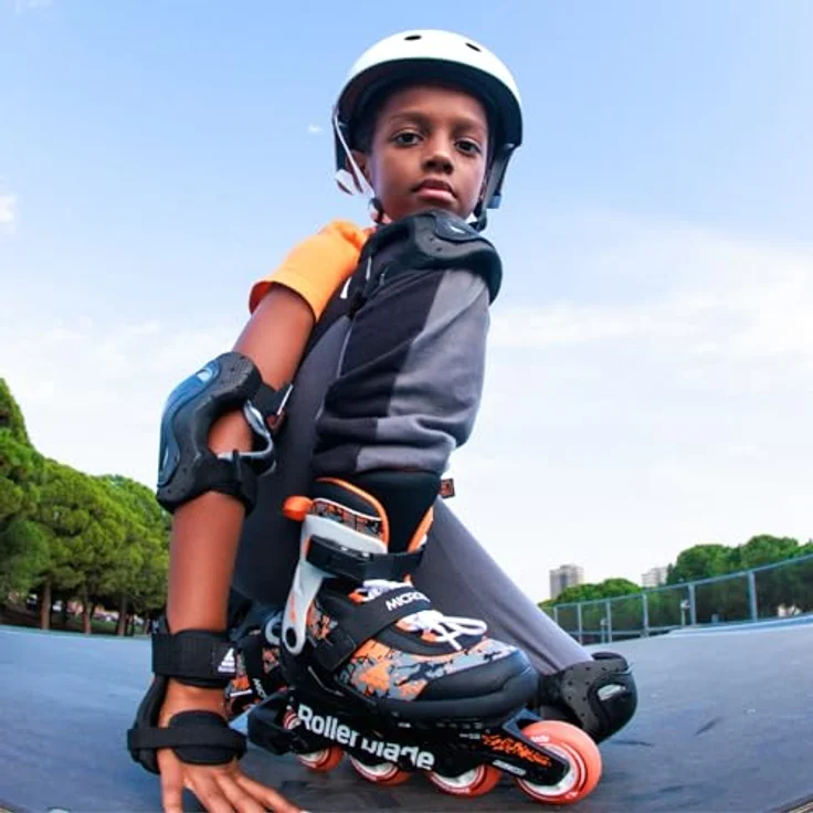 Rollerblade Microblade SL NC01, verstellbare Inlineskates für Kinder, schwarz/orange, 72mm Rollen – Bild 6
