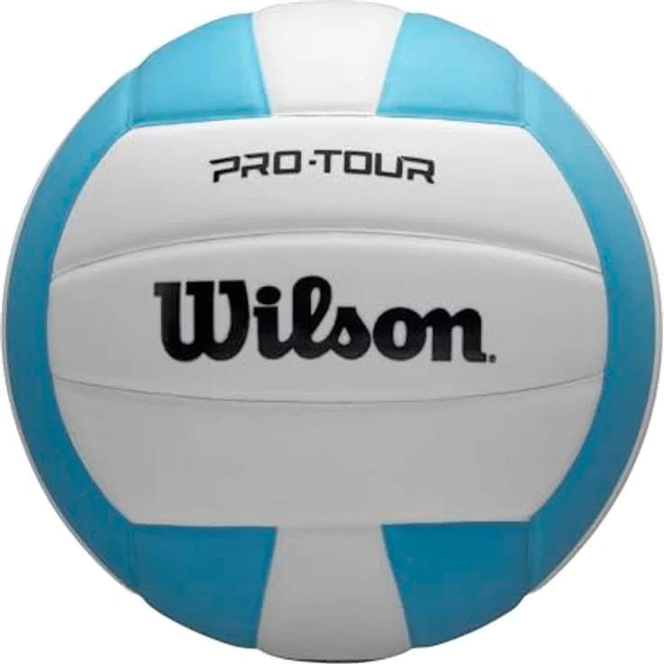 Wilson Pro Tour Volleyball, Soft-Touch Spielball mit V-Tec-Nähten, Hellblau/Weiß – Bild 1