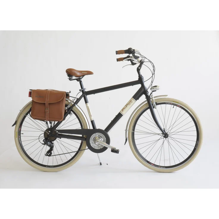 Via Veneto Cityfahrrad 28 Zoll 615 Alu Man, Retro-Design mit Vollausstattung, Schwarz