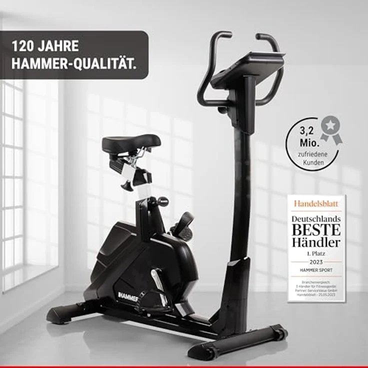 HAMMER Ergometer Varon XTR II, Fitnessbike, Heimtrainer für Zuhause mit tiefem Einstieg, XL-Display, 16 Trainingsprogramme, Bluetooth Anbindung, kompatibel mit Kinomap & Zwift – Bild 5